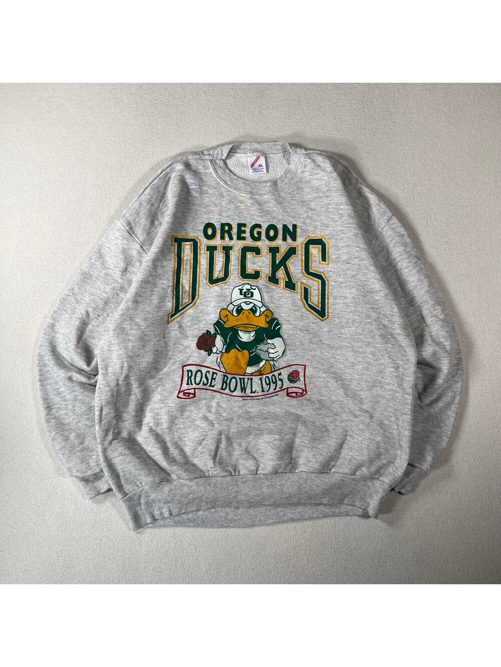 Vintage Oregon Ducks Rose Bowl 1995 Grey Crewneck Sweatshirt